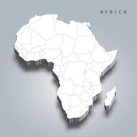 3d map of Africa with contries borders vector