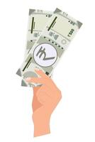 hand holding 500 hundred Indian currency rupee note vector
