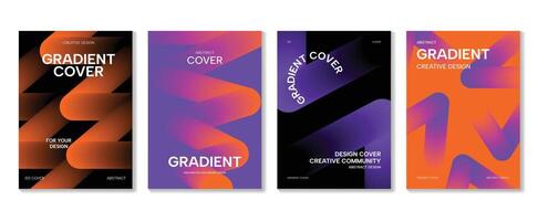 Abstract gradient background set. Minimalist style cover template with vibrant perspective 3d geometric prism shapes collection. Ideal design for social media, poster, cover, banner, flyer. vector