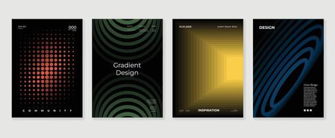 Abstract gradient background set. Minimalist style cover template with vibrant perspective 3d geometric prism shapes collection. Ideal design for social media, poster, cover, banner, flyer. vector