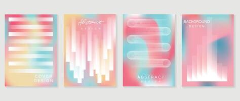 Abstract gradient background set. Minimalist style cover template with vibrant perspective 3d geometric prism shapes collection. Ideal design for social media, poster, cover, banner, flyer. vector