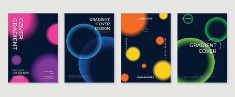 Abstract gradient background set. Minimalist style cover template with vibrant perspective 3d geometric prism shapes collection. Ideal design for social media, poster, cover, banner, flyer. vector