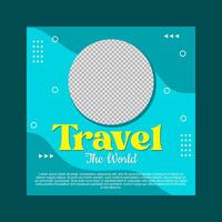 blue social media post design for travel and tourism business. vector