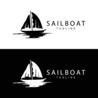 sencillo pescar barco velero logo sencillo diseño negro silueta Embarcacion marina ilustración modelo vector