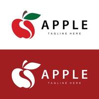 manzana logo, Fresco rojo fruta, diseño modelo vector