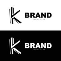 Alphabet letter K initial logo design simple product brand template vector