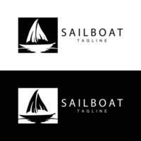 sencillo pescar barco velero logo sencillo diseño negro silueta Embarcacion marina ilustración modelo vector