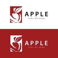 Apple Logo, Fresh Red Fruit, Design Template vector