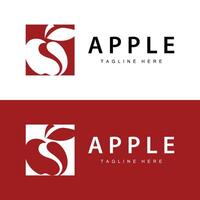 Apple Logo, Fresh Red Fruit, Design Template vector