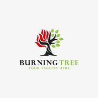 Burning tree logo illustration vector