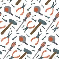 Seamless pattern with repairing tools in flat style. Sustainability and upgrade concept. hand drawn elements isolated on white background. vector