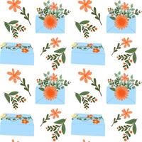 oferta sin costura modelo con regalo cajas y sobres con resumen floral composiciones primavera o verano celebracion concepto para textil o fondo de pantalla en plano estilo aislado en blanco antecedentes vector