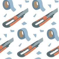 Flat seamless pattern with drawing of repairing tools. Sustainability and upgrade concept. hand drawn elements isolated on white background. Industrial concept vector