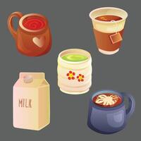 hot drink set with various cup model vector