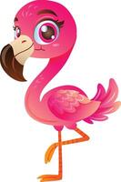 cute flamingo bird cartoon character vector