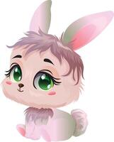 cute baby rabbit smiling cartoon character vector