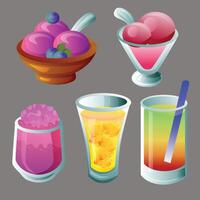 ice cream and beverage set vector