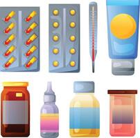 various medicine and drugs bottle vector