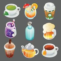 colorful beverage cartoon object item set vector