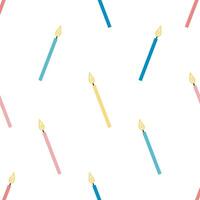 Seamless pattern with birthday candles. illustration in cartoon style. For card, posters, banners, printing on the pack, printing on clothes, fabric, wallpaper. vector