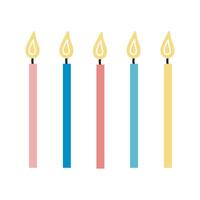 Set with birthday colorful candles. Flat cartoon illustration isolated on white background. For birthday, party, card, printing. vector