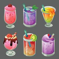 six cold beverage drink icon set vector