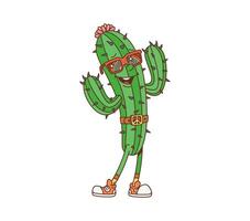 Cartoon Western Wild West cactus groovy character vector
