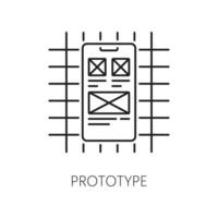 prototipo, web aplicación desarrollar y mejoramiento icono vector