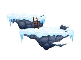 Arcade game stone platforms with ice and snow vector