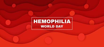 Hemophilia world day banner, red blood paper cut vector