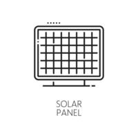 Clean eco energy, green solar power linear icon vector