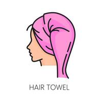 Woman hair care and treatment line color icon vector