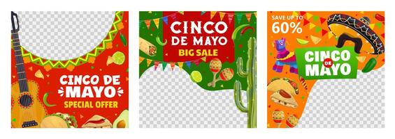 Big sale banners, cinco de mayo Mexican holiday vector