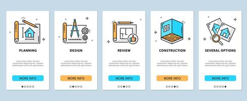 App onboarding screens, architect development vector