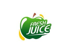 Fresh green apple juice icon, fruit drink label vector
