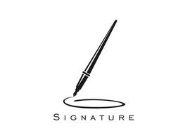 Ink pen quill icon of writer, notary lawyer office vector
