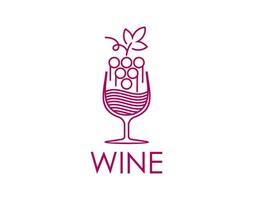 Grape wine icon of wineglass, winery, winemaking vector