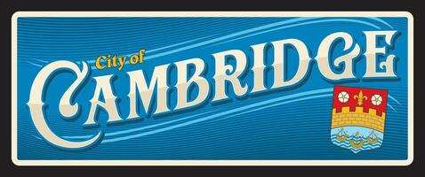 Cambridge UK retro travel sticker or sign vector