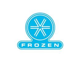 Frozen food product icon, ice snow crystal label vector