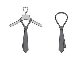 Set of ties, grey tie on hanger. vector