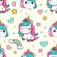 Cute cartoon unicorn, decorative element on pastel background. style for kids Baby Fabric Designs, Wallpaper, Gift Wrapping Paper vector