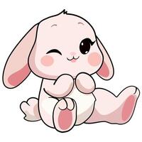 Cute rabbit sitting in pastel pink color vector