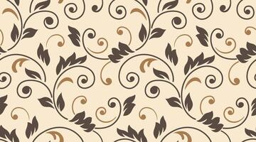 Floral pattern. Baroque wallpaper, damask. Seamless background. Black and brown ornament. vector