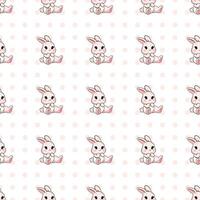 Seamless pattern with cute rabbits, flowers, beautiful background. Suitable for Easter cards, banners, textiles, wallpaper. vector