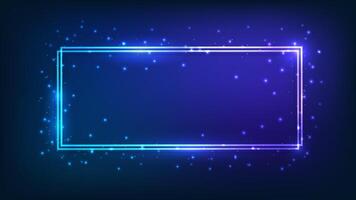 Neon double rectangular frame vector