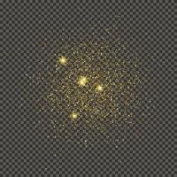 Gold glittering dust on a gray background. Dust with gold glitter effect and empty space for your text. illustration vector