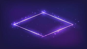 Neon rhombus frame with shining effects vector