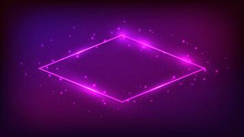 Neon rhombus frame with shining effects vector