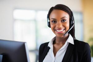 A call center agent at work. photo