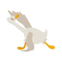 Funny cute goose character doing yoga, sports. cartoon illustration for stickers, packaging, books, sporting goods. vector